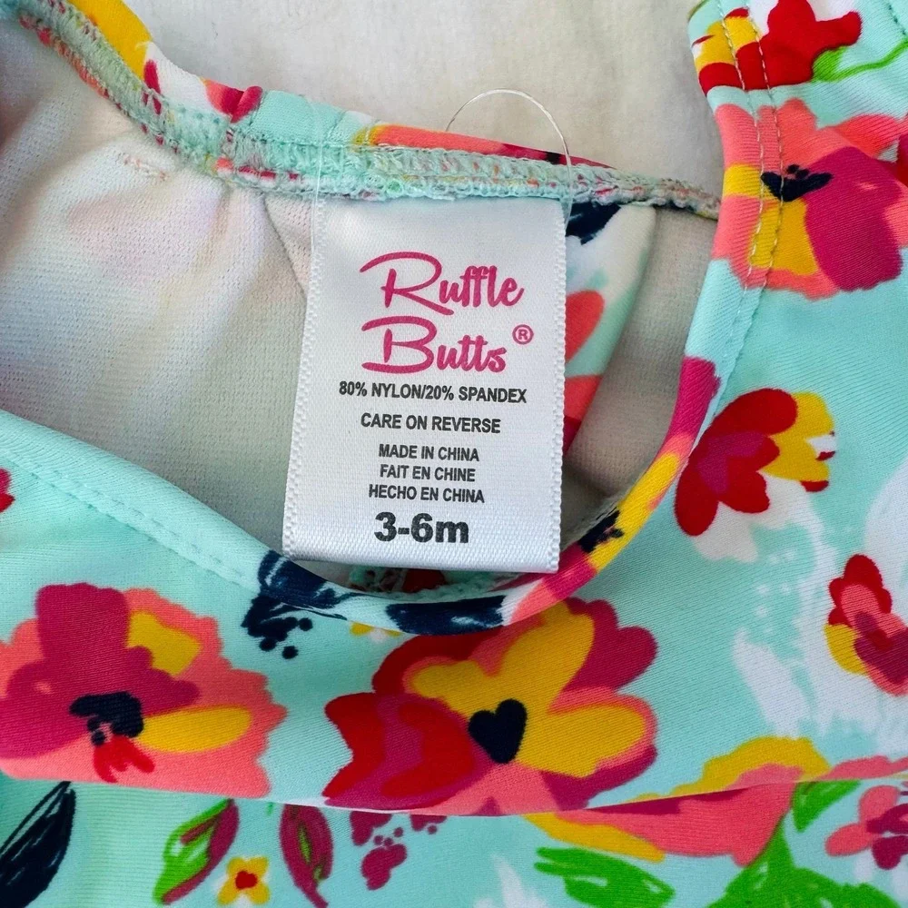 RuffleButts baby girl swimsuit floral tankini size 3-6 months NEW